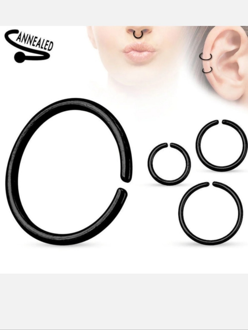 3 Nose Ring Hoops
